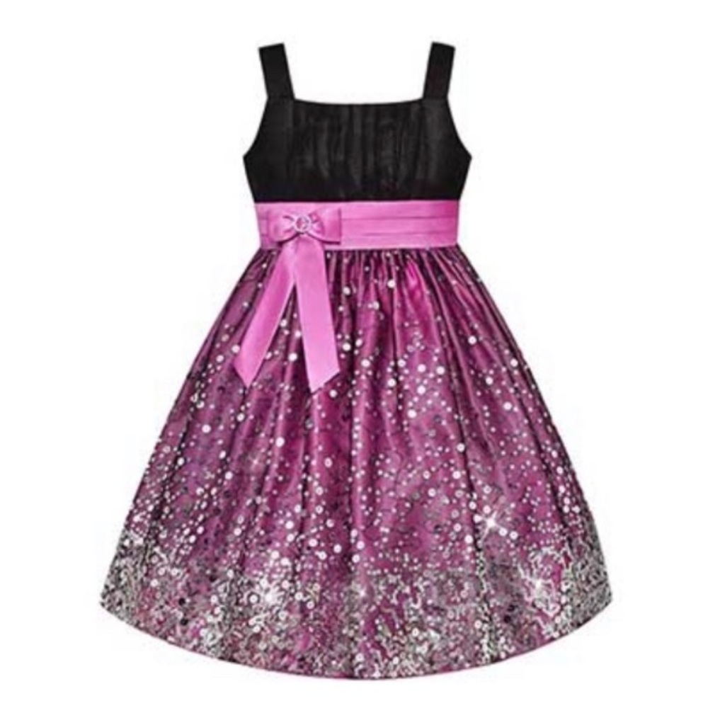 Girls Black and Purple Sparkle Dress